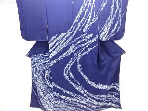 大正ロマン　錦紗抽象草花模様一つ紋着物（重ね衿付き）